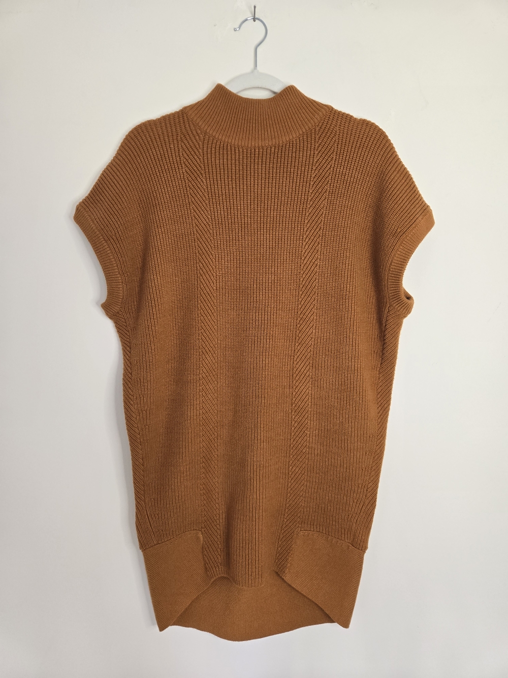 Anthropologie Ribbed Sleeveless Turtleneck Sweater Dress in Rust Boho Chic M